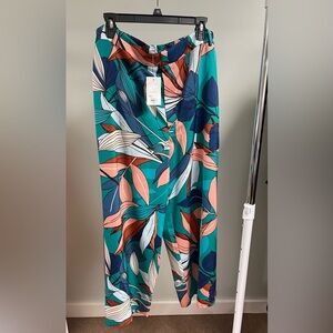 *NEW*The Nine West Women's Floral Belted Satin pants XXL